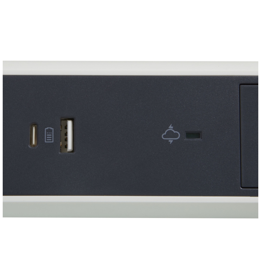Legrand 049416 - Cable de extensión con interruptor 3Z Tipo E + USB-A + USB-C 1,5m