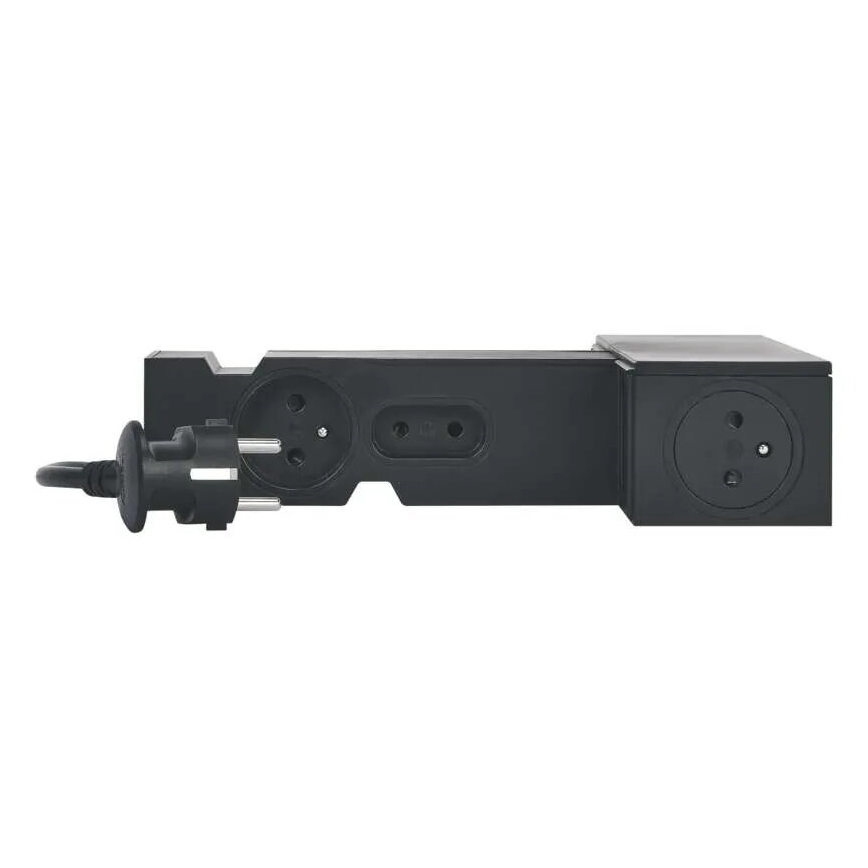 Legrand 049430 - Concentrador multimedia con interruptor 4Z Tipo E + 4Z Tipo C 2m negro
