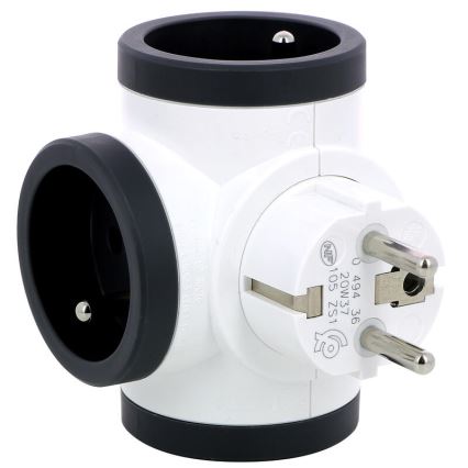 Legrand 049436 - Regleta de enchufes swivel 3Z Tipo E blanco/negro