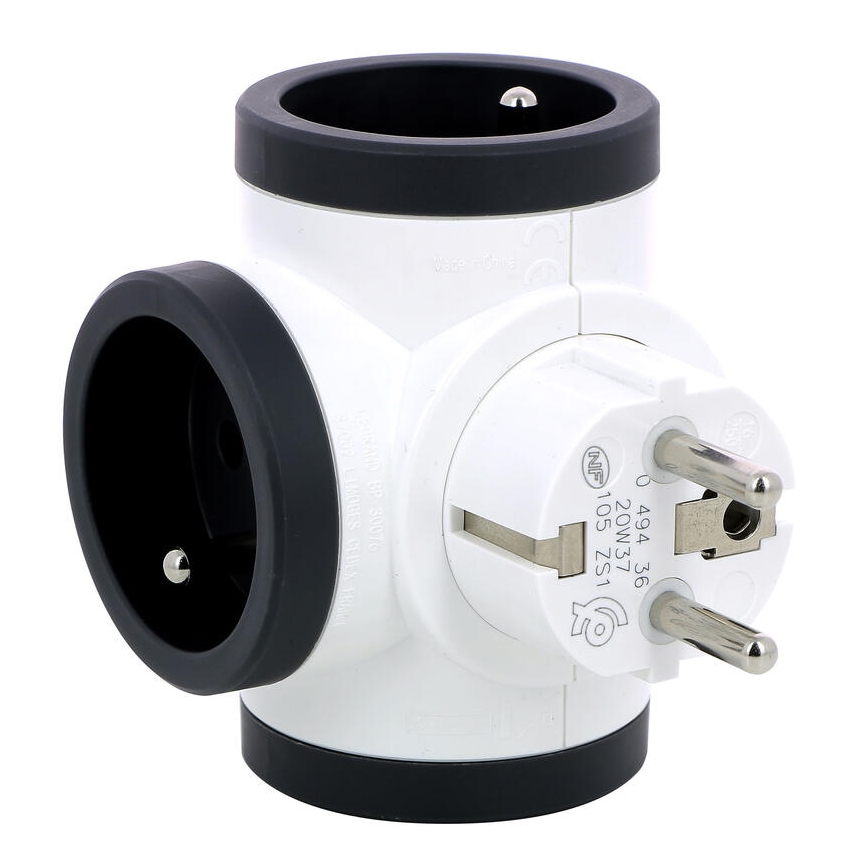 Legrand 049436 - Regleta de enchufes swivel 3Z Tipo E blanco/negro