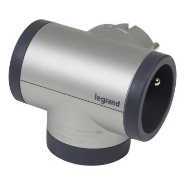 Legrand 049439 - Adaptador Giratorio 2PT + USB-A + USB-C plata/negro