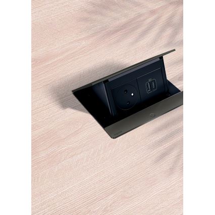 Legrand 654802 - Marco de toma para mesa POP-UP 4M negro