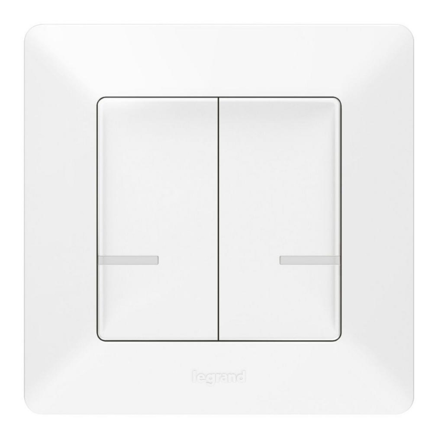 Legrand 752187- Interruptor inalámbrico inteligente de 2 botones VALENA 1xCR2032 Wi-Fi IP40