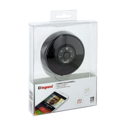 Legrand 94231 - Timbre inalámbrico + WIFI cámara ELIOT negro IP44