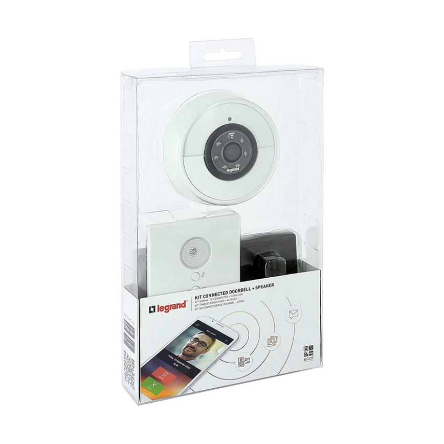 Legrand 94232 - Timbre inalámbrico + WIFI cámara ELIOT blanco IP44