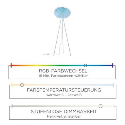 Leuchten Direkt 11212-16 - Lámpara de pie LED RGBW regulable NAOMI LED/10W/230V Wi-Fi TUYA + mando a distancia