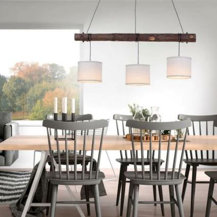 Leuchten Direkt 11238-79 - Lámpara colgante BARK 3xE27/40W/230V madera