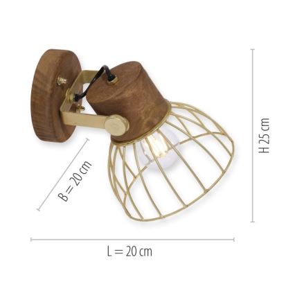 Leuchten Direkt 11486-60 - Foco de pared ALAMI 1xE27/25W/230V mango árbol