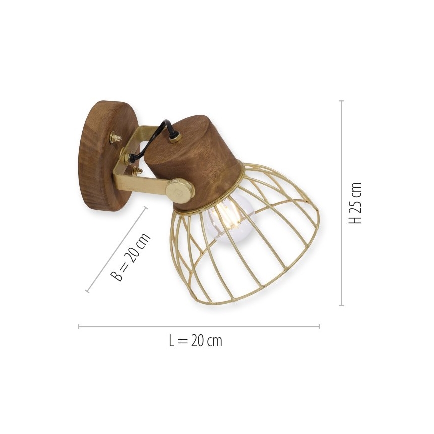 Leuchten Direkt 11486-60 - Foco de pared ALAMI 1xE27/25W/230V mango árbol