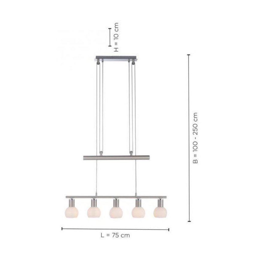 Leuchten Direkt 11939-55 - Lámpara colgante BENEDICTO 5xE14/40W/230V