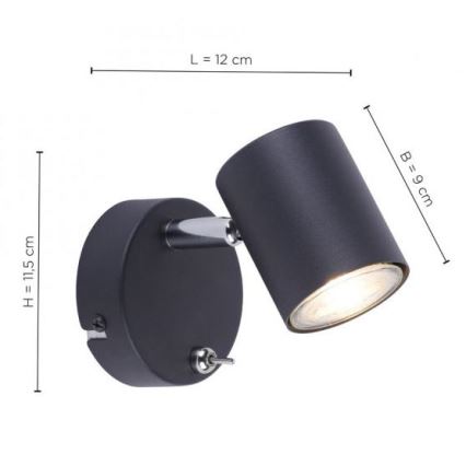 Leuchten Direkt 11941-13 - Foco LED de pared TARIK 1xGU10/5W/230V negro