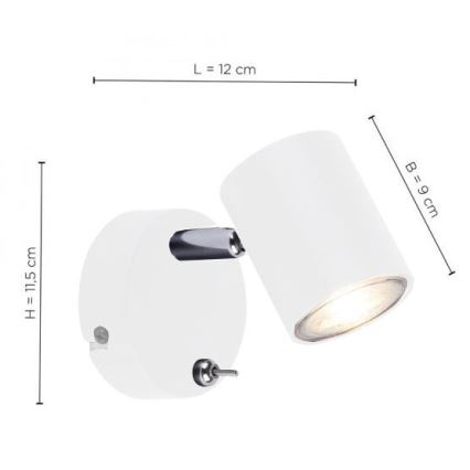 Leuchten Direkt 11941-16 - Foco LED de pared TARIK 1xGU10/5W/230V blanco