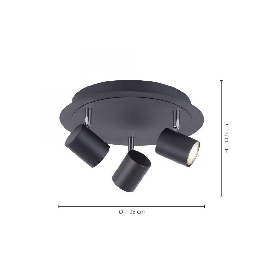 Leuchten Direkt 11943-13 - Foco LED TARIK 3xGU10/5W/230V antracita