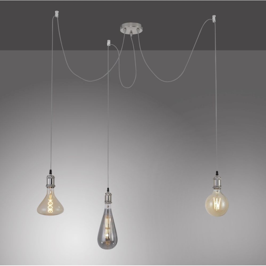 Leuchten Direkt 13571-55 - Lámpara colgante DIY 3xE27/60W/230V araña cromo mate