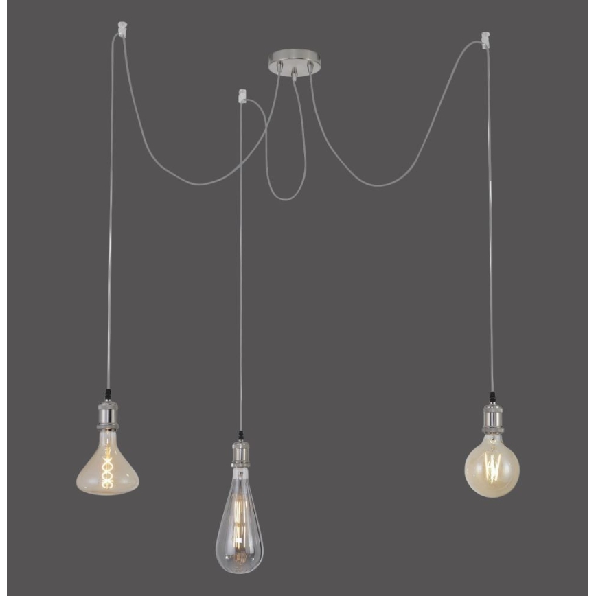 Leuchten Direkt 13571-55 - Lámpara colgante DIY 3xE27/60W/230V araña cromo mate