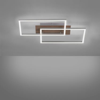 Leuchten Direkt 14018-78 - Plafón LED regulable IVEN 2xLED/15W/230V roble + control remoto