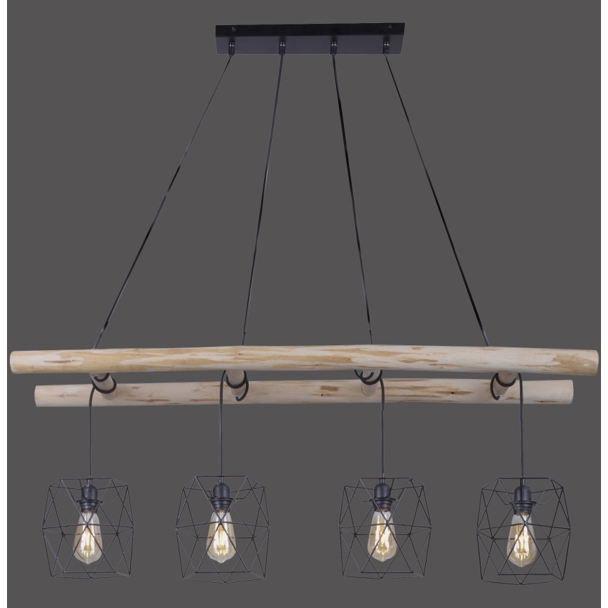 Leuchten Direkt 15036-18 - Lámpara colgante EDGAR 4xE27/60W/230V Eucalyptus
