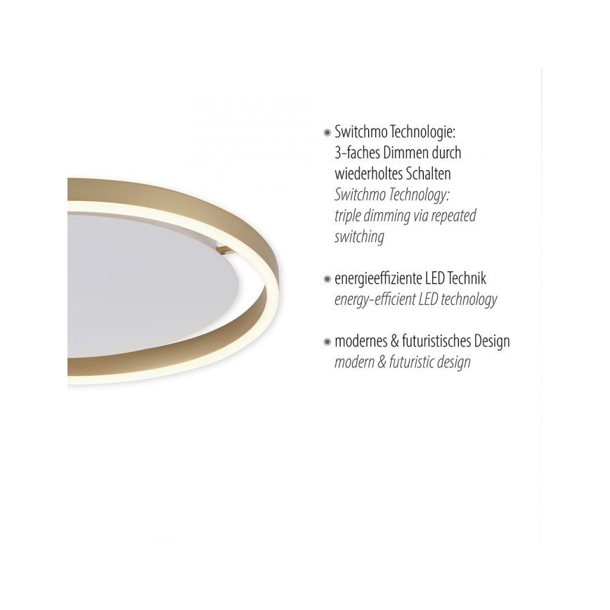 Leuchten Direkt 15391-60 - Plafón LED regulable RITUS LED/20W/230V latón