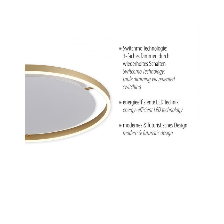 Leuchten Direkt 15392-60 - Plafón LED regulable RITUS LED/30W/230V latón