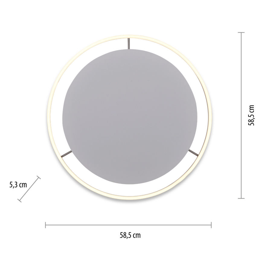 Leuchten Direkt 15392-95 - Plafón LED regulable RITUS LED/30W/230V cromo mate