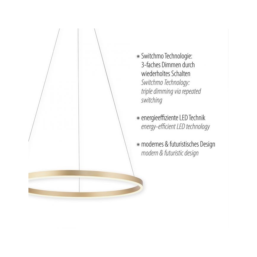 Leuchten Direkt 15394-60 - Lámpara de araña LED regulable con cable RITUS LED/30W/230V latón