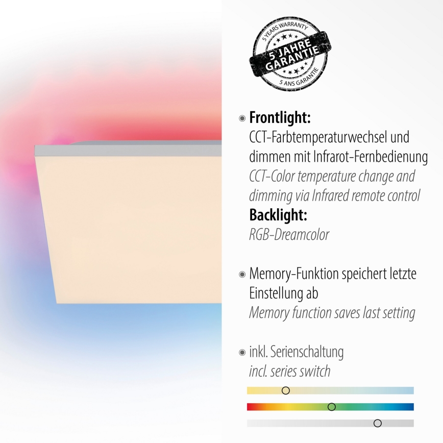 Leuchten Direkt 15561-16 - Plafón LED RGB regulable CONRAD LED/27W/230V + mando a distancia