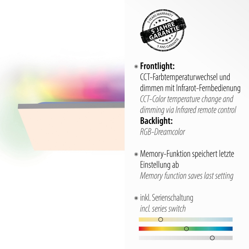 Leuchten Direkt 15562-16 - Plafón LED RGB regulable CONRAD LED/35W/230V + mando a distancia