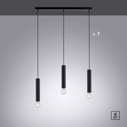 Leuchten Direkt 15618-18 - Lámpara colgante BRUNA 3xE27/60W/230V negro