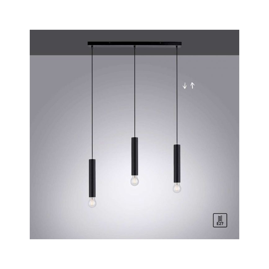 Leuchten Direkt 15618-18 - Lámpara colgante BRUNA 3xE27/60W/230V negro