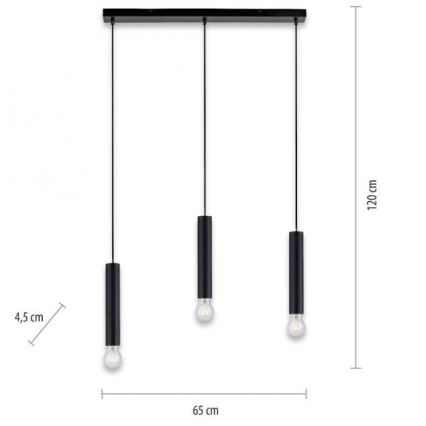 Leuchten Direkt 15618-18 - Lámpara colgante BRUNA 3xE27/60W/230V negro