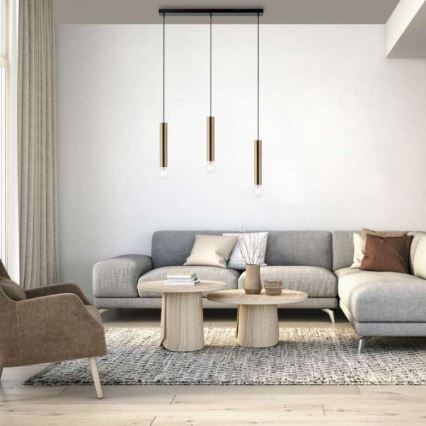 Leuchten Direkt 15618-60 - Lámpara colgante BRUNA 3xE27/60W/230V latón