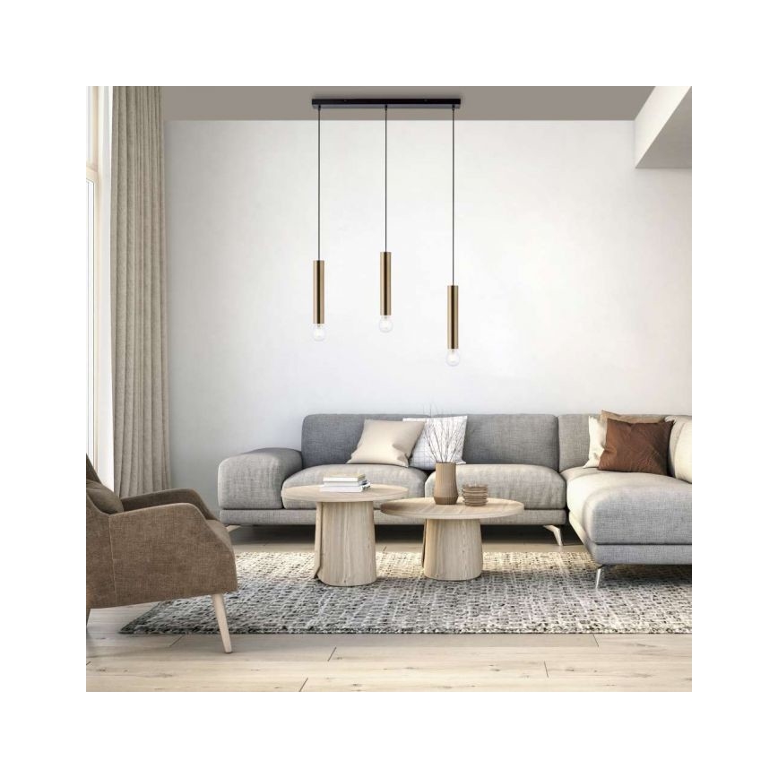 Leuchten Direkt 15618-60 - Lámpara colgante BRUNA 3xE27/60W/230V latón