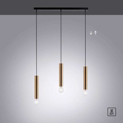 Leuchten Direkt 15618-60 - Lámpara colgante BRUNA 3xE27/60W/230V latón