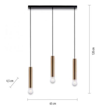 Leuchten Direkt 15618-60 - Lámpara colgante BRUNA 3xE27/60W/230V latón