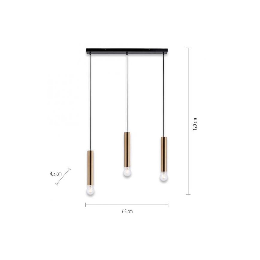 Leuchten Direkt 15618-60 - Lámpara colgante BRUNA 3xE27/60W/230V latón