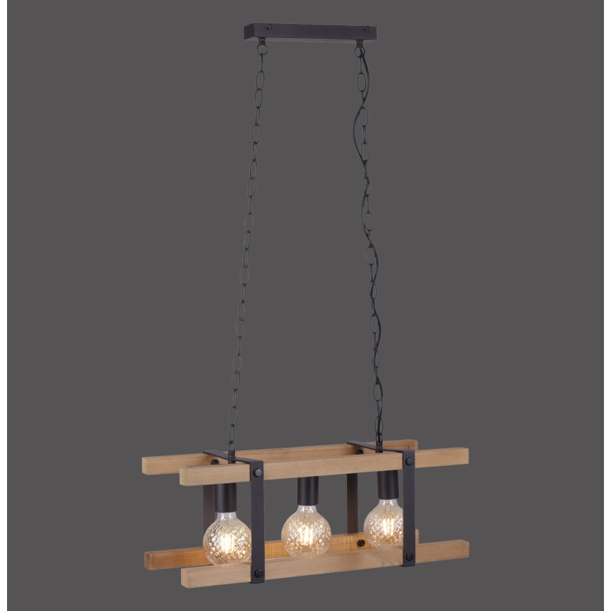 Leuchten Direkt 15683-79 - Lámpara colgante con cadena EDITH 3xE27/60W/230V pino