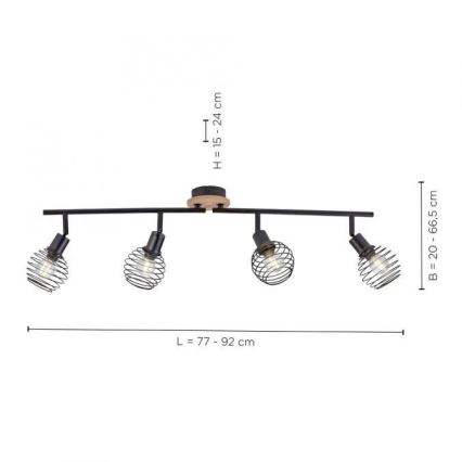 Leuchten Direkt 15924-79 - Foco EUGEN 4xE14/40W/230V roble