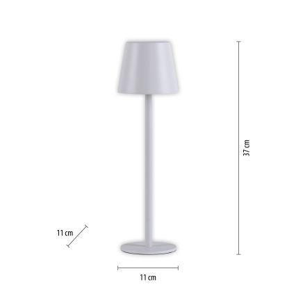 Leuchten Direkt 19250-16 - LED Lámpara de mesa recargable y regulable para exteriores EURIA LED/3W/5V 2600 mAh IP54 blanco