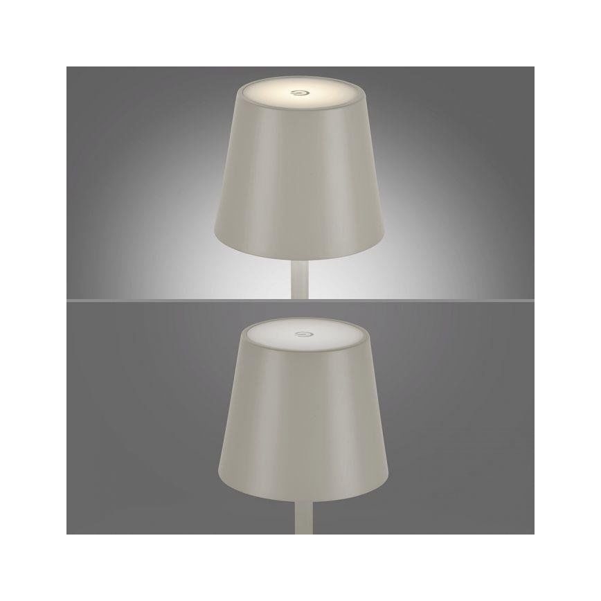 Leuchten Direkt 19250-40 - LED Lámpara de mesa recargable y regulable para exteriores EURIA LED/3W/5V 2600 mAh IP54 gris