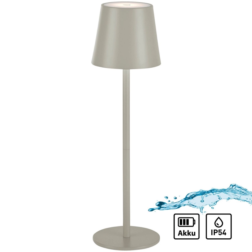 Leuchten Direkt 19250-40 - LED Lámpara de mesa recargable y regulable para exteriores EURIA LED/3W/5V 2600 mAh IP54 gris