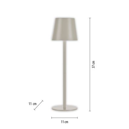Leuchten Direkt 19250-40 - LED Lámpara de mesa recargable y regulable para exteriores EURIA LED/3W/5V 2600 mAh IP54 gris