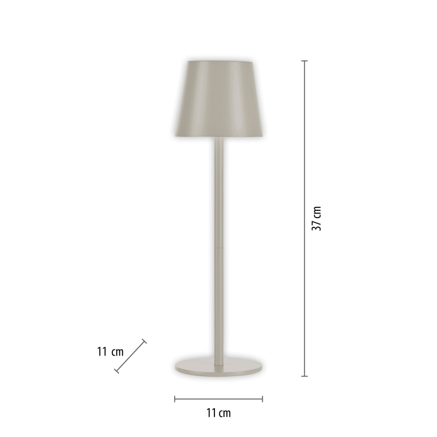 Leuchten Direkt 19250-40 - LED Lámpara de mesa recargable y regulable para exteriores EURIA LED/3W/5V 2600 mAh IP54 gris