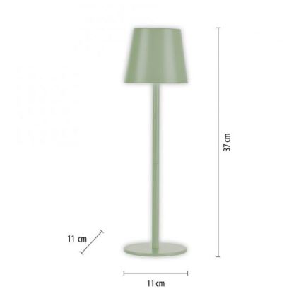 Leuchten Direkt 19250-43 - LED Lámpara de mesa recargable y regulable para exteriores EURIA LED/3W/5V IP54 verde