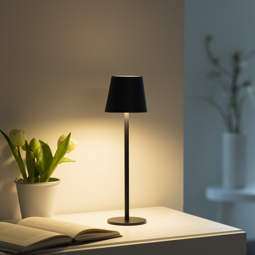 Leuchten Direkt 19250-18 - LED Lámpara de mesa recargable y regulable para exteriores EURIA LED/3W/5V 2600 mAh IP54 negro