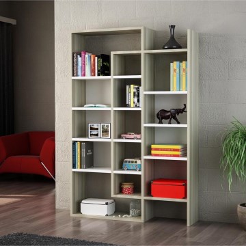 Librería BELINDA 139x94 cm blanco/gris