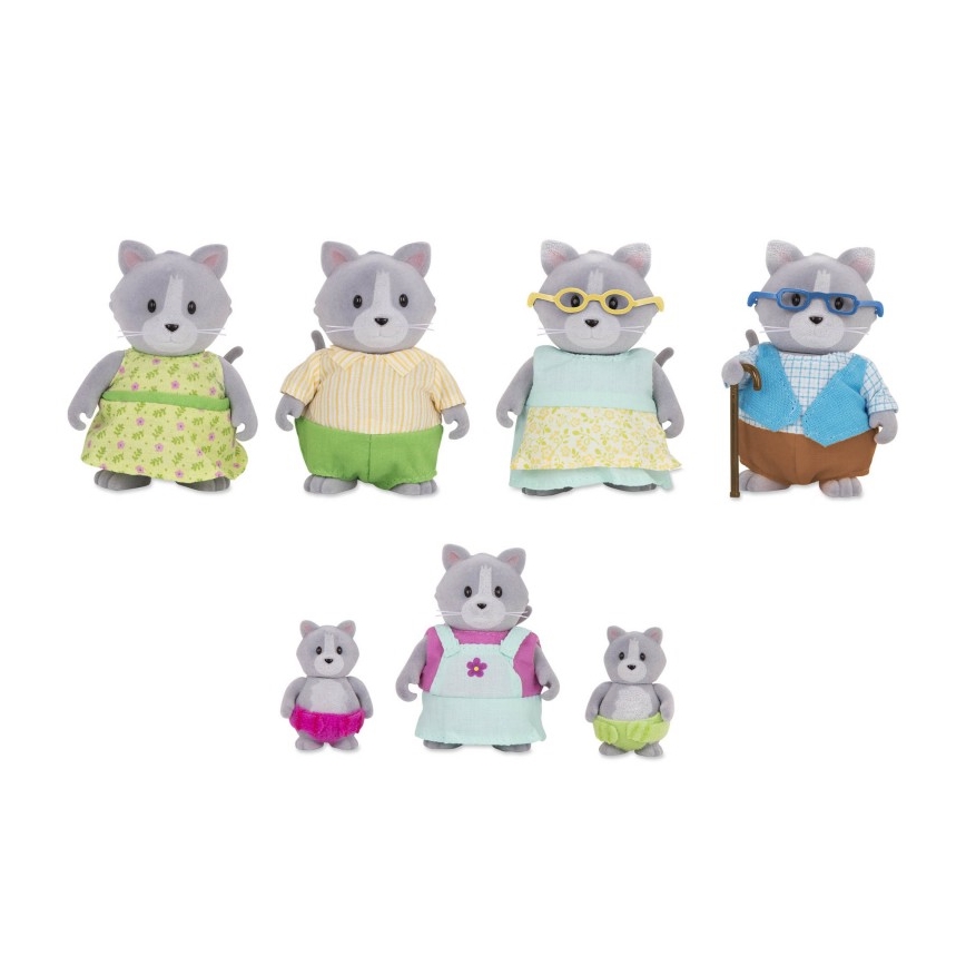 Li'l Woodzeez - Set de figuras DAINTYPAW Familia de gatos
