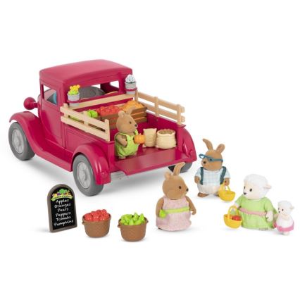 Li'l Woodzeez - Set de juguete camión de granjero con puesto de comida 3xAAA