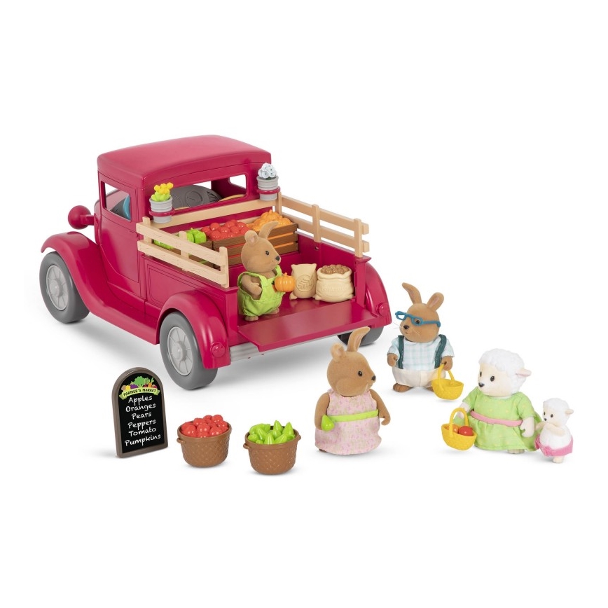 Li'l Woodzeez - Set de juguete camión de granjero con puesto de comida 3xAAA