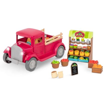 Li'l Woodzeez - Set de juguete camión de granjero con puesto de comida 3xAAA