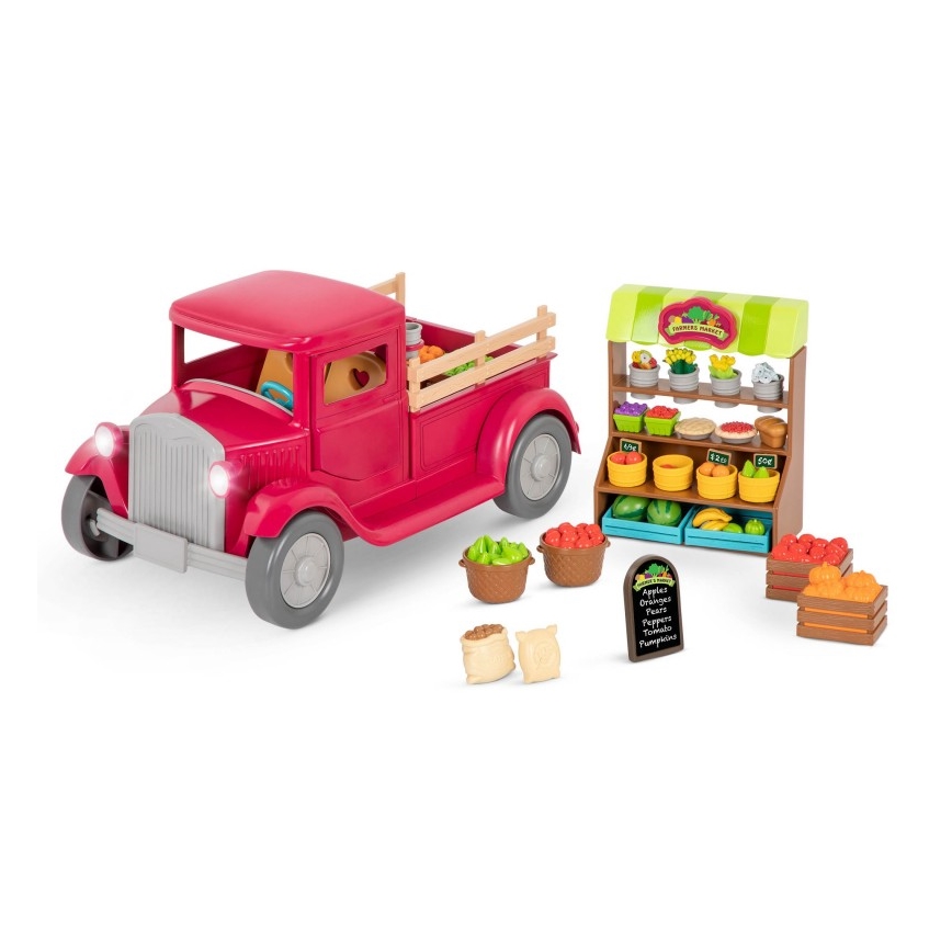 Li'l Woodzeez - Set de juguete camión de granjero con puesto de comida 3xAAA